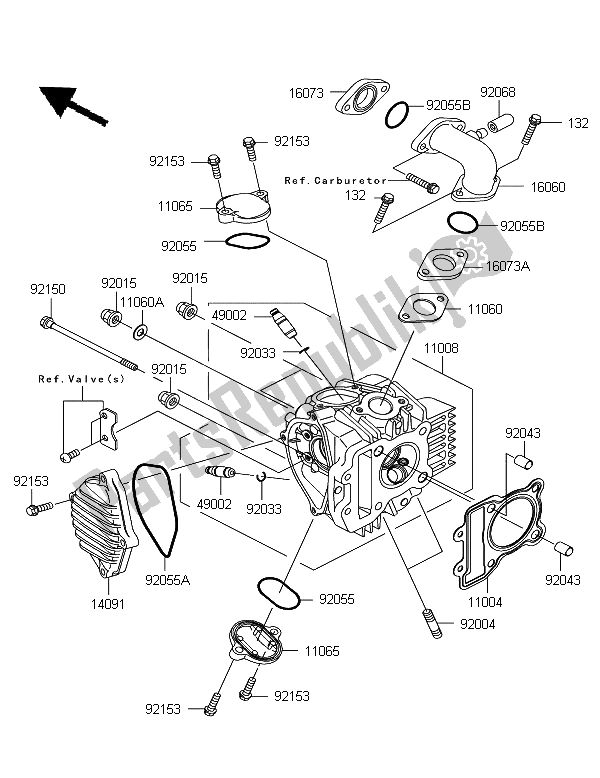 Tutte le parti per il Testata del Kawasaki KLX 110 2009