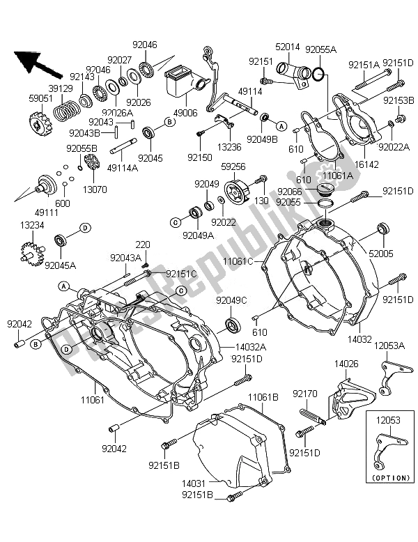 Tutte le parti per il Coperchio Del Motore del Kawasaki KX 250 2007