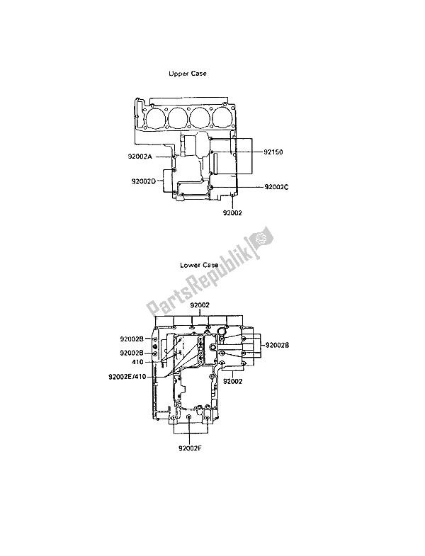 All parts for the Crankcase Bolt Pattern of the Kawasaki GPZ 900R 1987