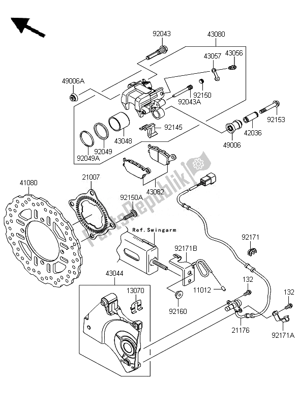 All parts for the Rear Brake of the Kawasaki Z 750 ABS 2007