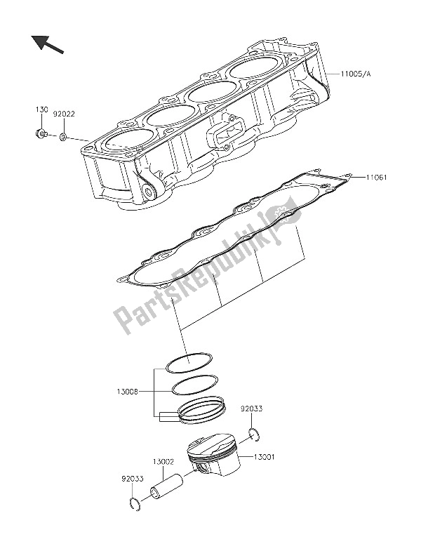 All parts for the Cylinder & Piston(s) of the Kawasaki Z 800 ABS 2016