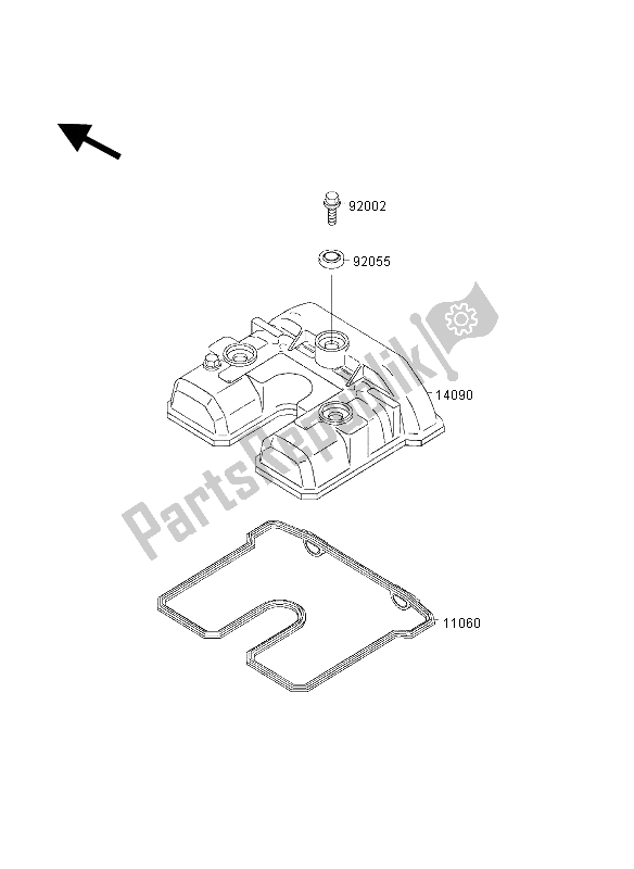 All parts for the Cylinder Head Cover of the Kawasaki KLX 300R 1998