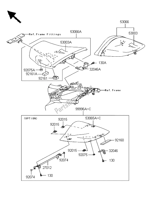 All parts for the Seat of the Kawasaki Z 1000 2004