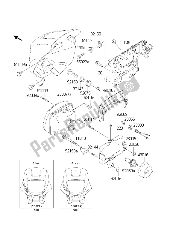 Tutte le parti per il Faro del Kawasaki KLR 650 2002