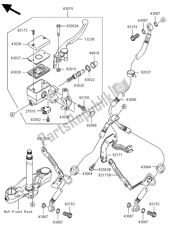 Tutte le parti per il Pompa Freno Anteriore del Kawasaki VN 2000 2006