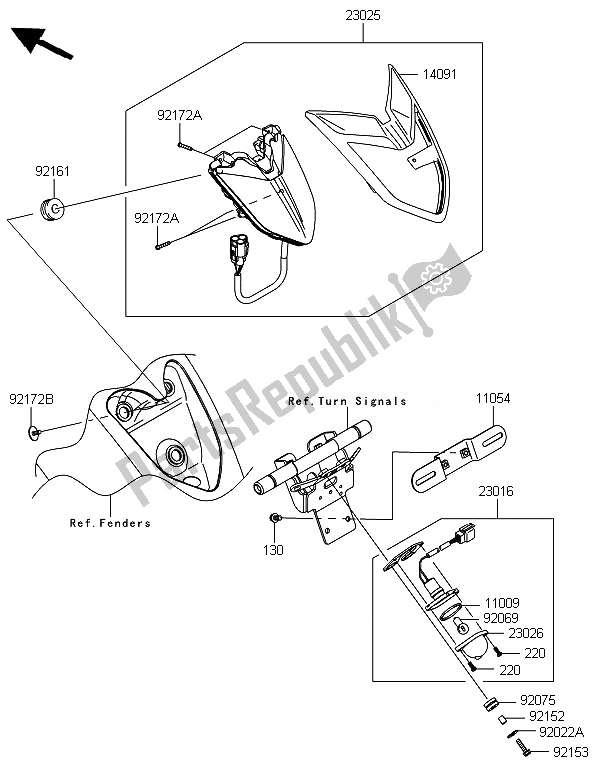 All parts for the Taillight(s) of the Kawasaki VN 1700 Classic ABS 2014