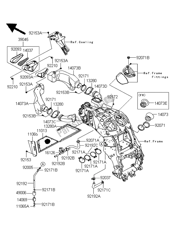 Tutte le parti per il Filtro Dell'aria del Kawasaki ZZR 1400 ABS 2006