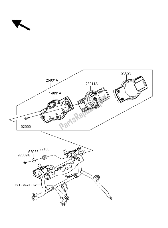 All parts for the Meter of the Kawasaki Versys ABS 650 2008