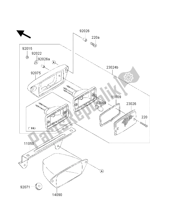 Todas las partes para Luz De La Cola de Kawasaki KVF 400 2002