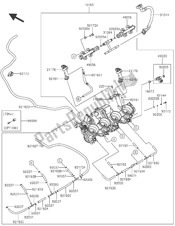 Todas las partes para Acelerador de Kawasaki Ninja ZX 10R ABS 1000 2016