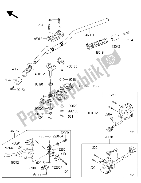 Wszystkie części do Kierownica Kawasaki ER 6F ABS 650 2015