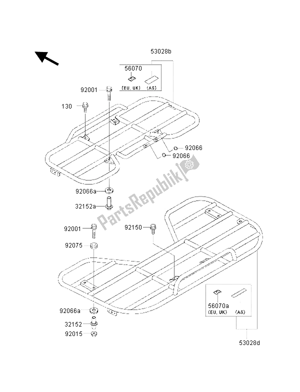 All parts for the Carrier of the Kawasaki KVF 400 2002