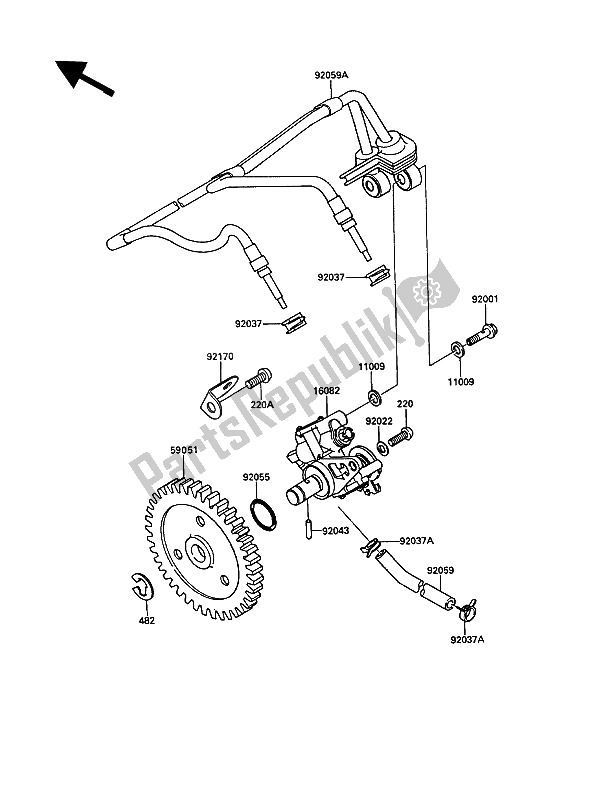 Todas las partes para Bomba De Aceite de Kawasaki KR 1 250 1989