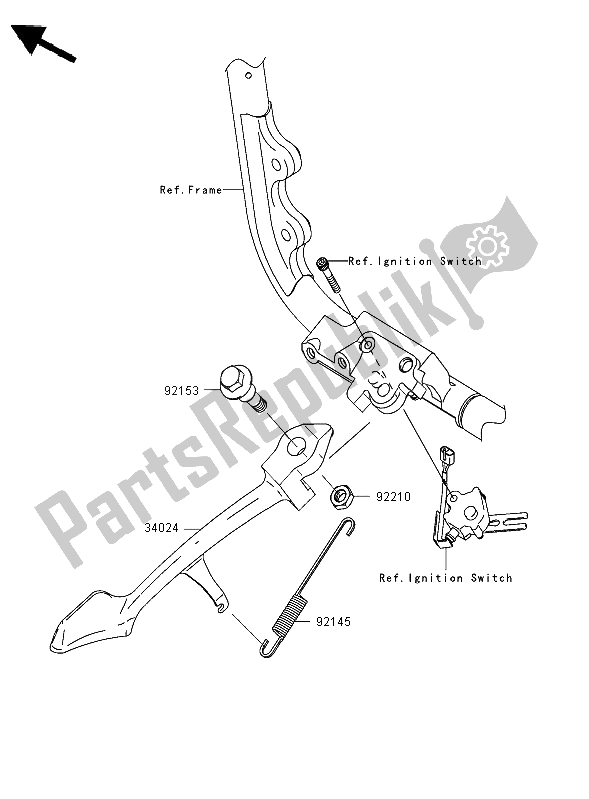 All parts for the Stand of the Kawasaki VN 2000 2006