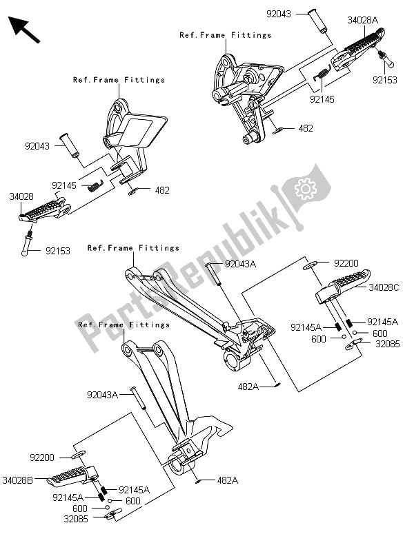 Todas las partes para Reposapiés de Kawasaki Z 1000 ABS 2013