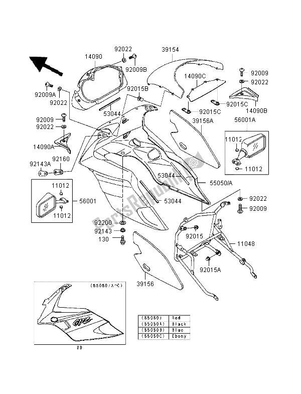 Toutes les pièces pour le Capot du Kawasaki GPZ 500S 1998