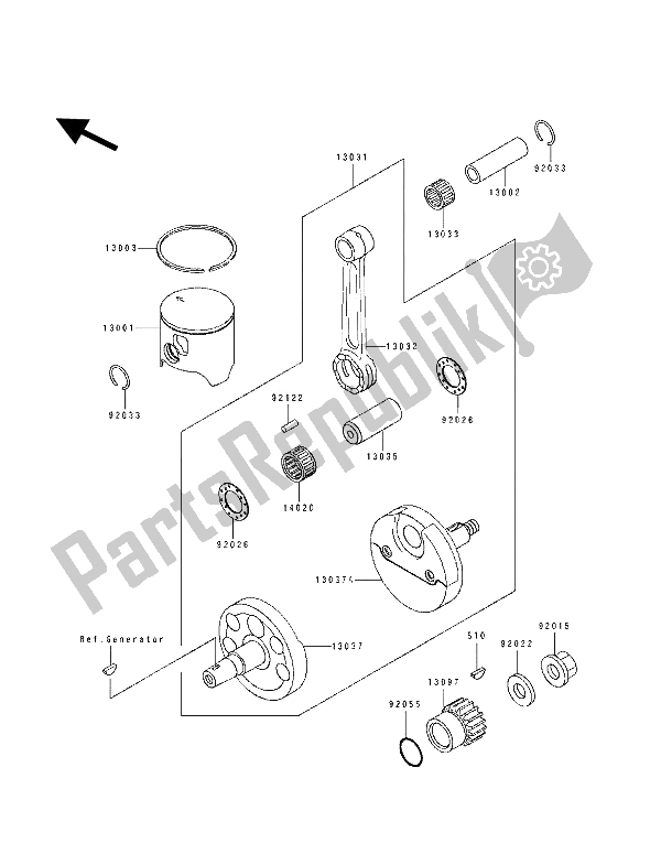 All parts for the Crankshaft & Piston(s) of the Kawasaki KX 125 1993