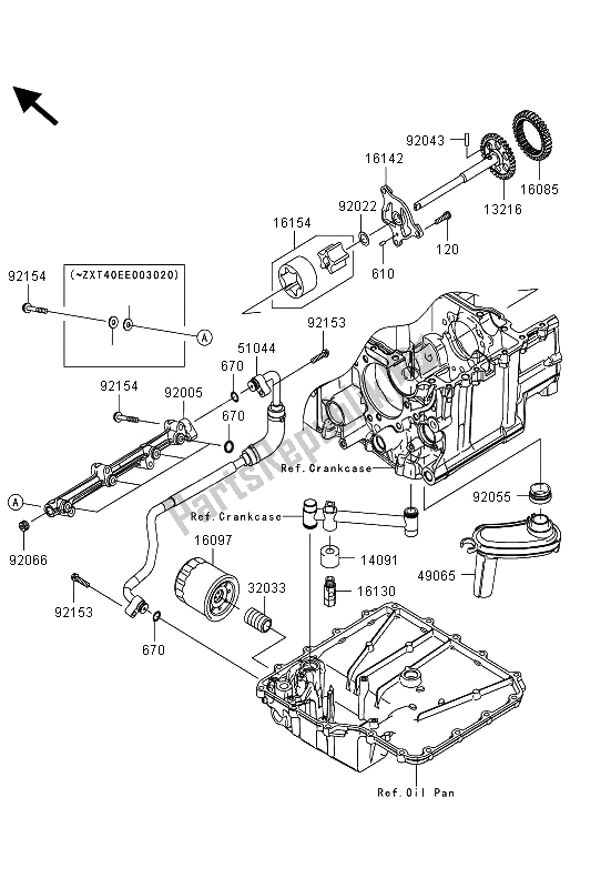 Tutte le parti per il Pompa Dell'olio del Kawasaki ZZR 1400 ABS 2013