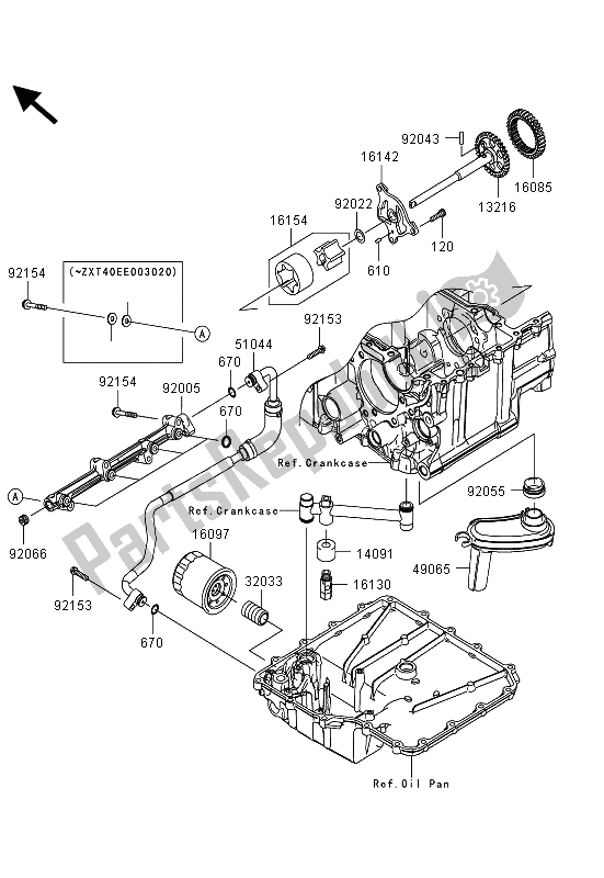 All parts for the Oil Pump of the Kawasaki ZZR 1400 ABS 2013