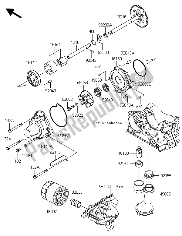 All parts for the Oil Pump of the Kawasaki ZX 1000 SX ABS 2014