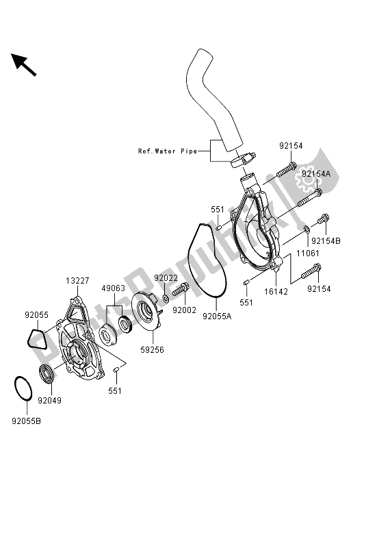 Tutte le parti per il Pompa Dell'acqua del Kawasaki ER 6F ABS 650 2013