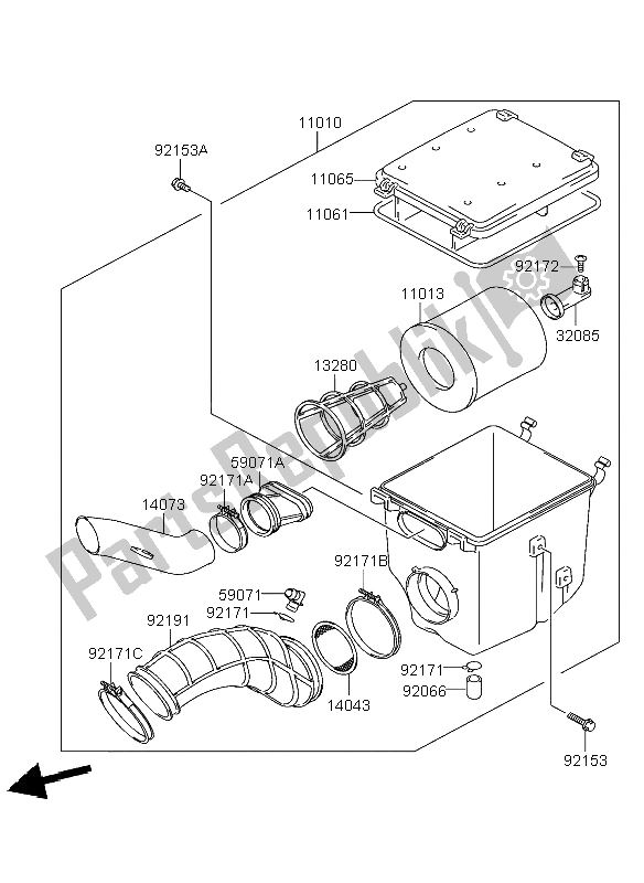 All parts for the Air Cleaner of the Kawasaki KFX 400 2004