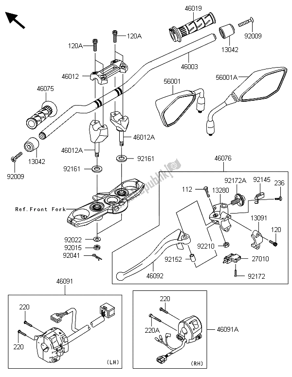 Todas las partes para Manillar de Kawasaki Z 800 ABS BDS 2013