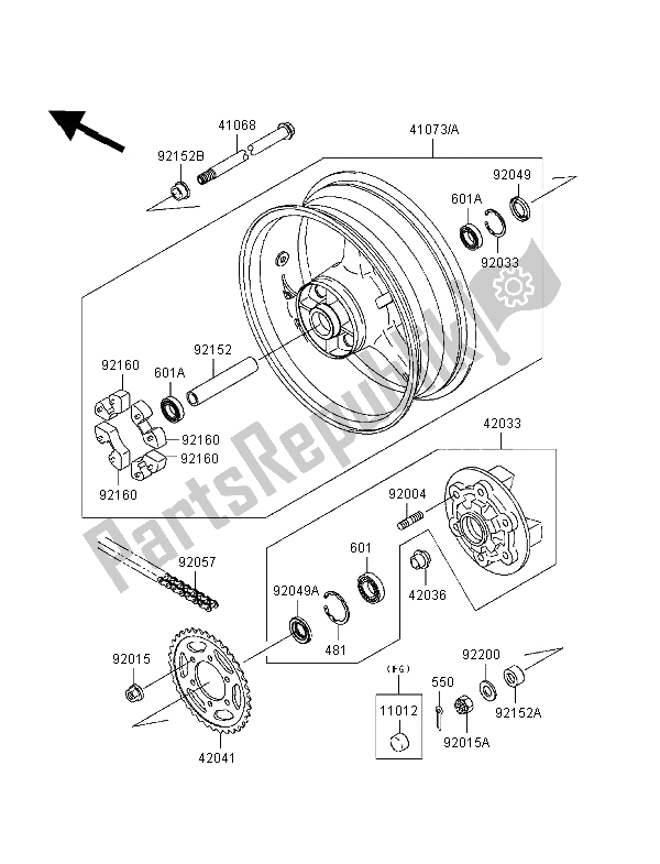 Todas las partes para Buje Trasero de Kawasaki Ninja ZX 6R 600 1998