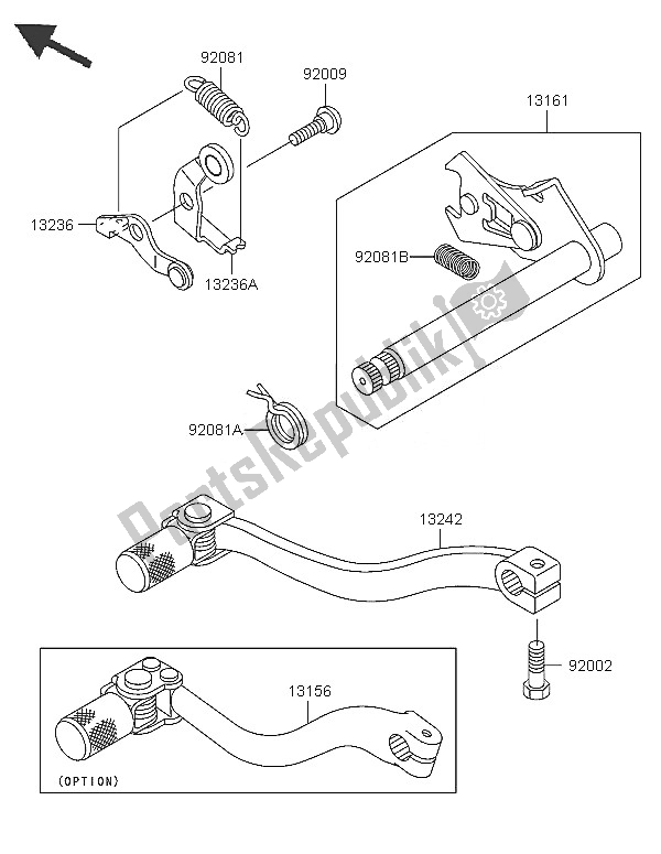 All parts for the Gear Change Mechanism of the Kawasaki KX 65 2005