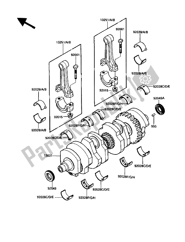 Toutes les pièces pour le Vilebrequin du Kawasaki Voyager XII 1200 1989