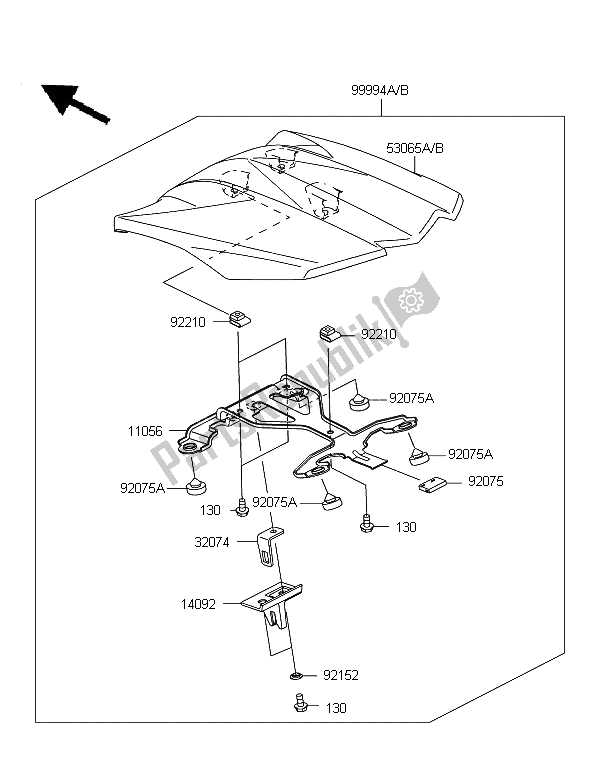 Alle onderdelen voor de Accessoire (enkele Stoelbekleding) van de Kawasaki Z 1000 SX ABS 2012