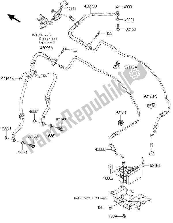 Wszystkie części do Orurowanie Hamulca Kawasaki Z 1000 ABS 2015