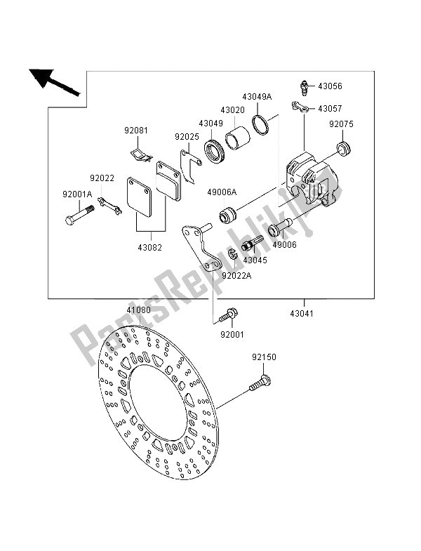 All parts for the Front Brake of the Kawasaki Eliminator 125 1998