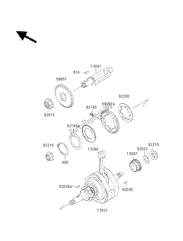 All parts for the Crankshaft of the Kawasaki Eliminator 125 2002
