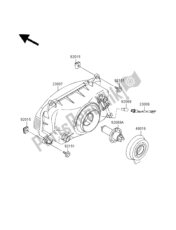 Alle onderdelen voor de Koplamp van de Kawasaki GPZ 1100 1998