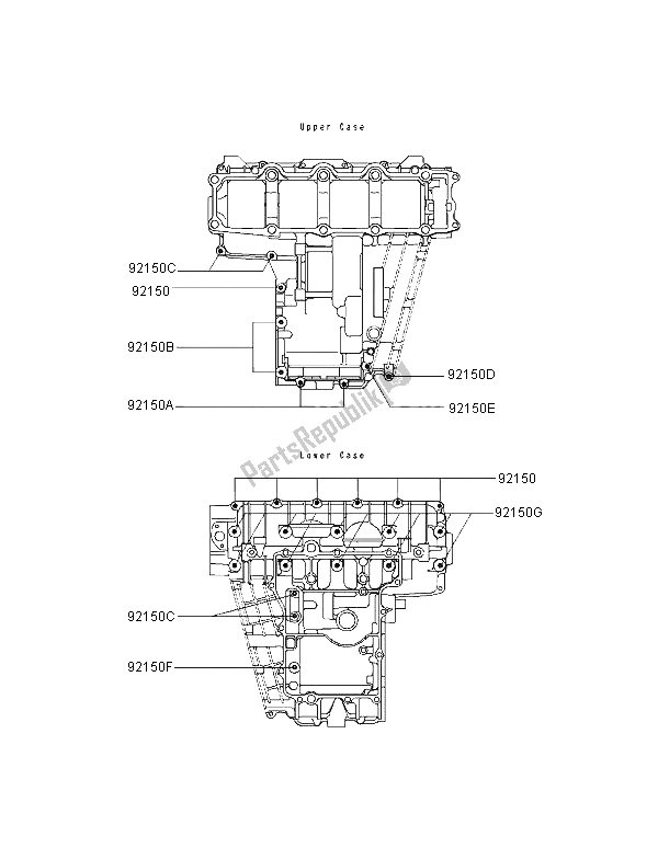 All parts for the Crankcase Bolt Pattern of the Kawasaki Ninja ZX 9R 900 1997