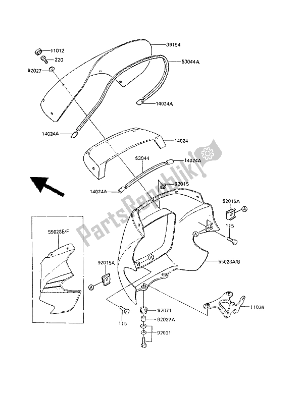 Tutte le parti per il Cuffia del Kawasaki GPZ 305 Belt Drive 1986