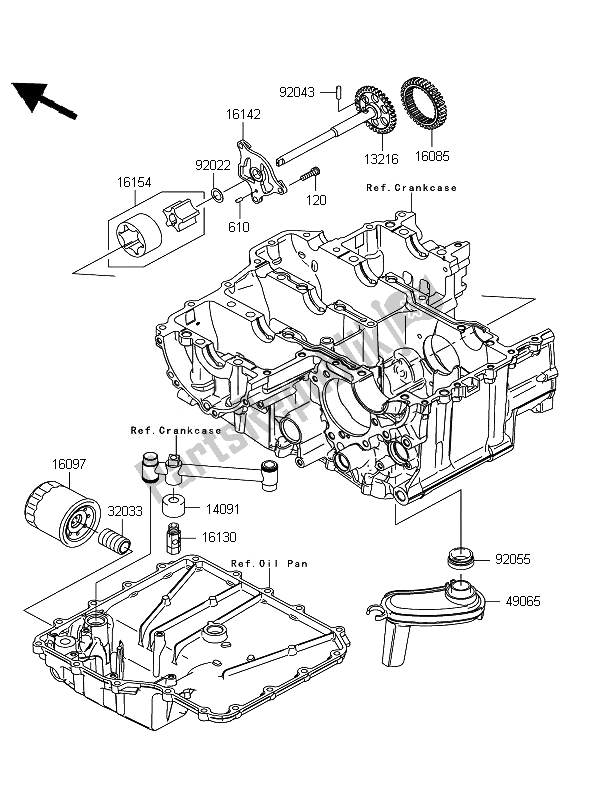 All parts for the Oil Pump of the Kawasaki ZZR 1400 ABS 2010