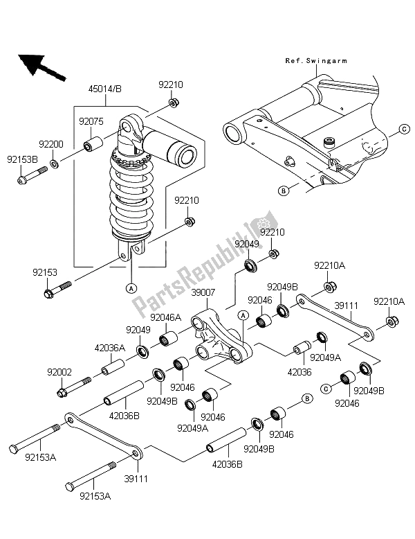 Tutte le parti per il Sospensione E Ammortizzatore del Kawasaki Z 750R 2012