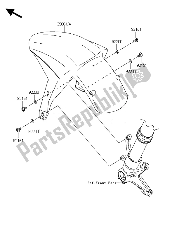 Tutte le parti per il Parafango Anteriore del Kawasaki Ninja ZX 10R 1000 2010