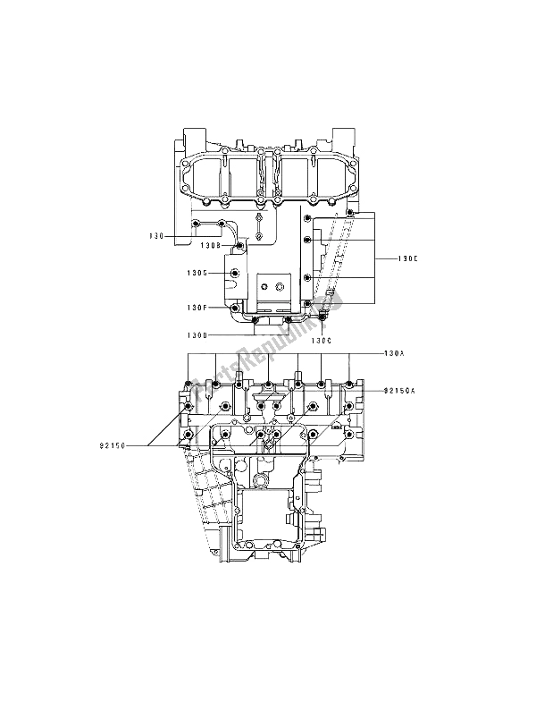 All parts for the Crankcase Bolt Pattern of the Kawasaki ZZ R 600 1992