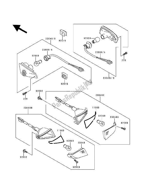 All parts for the Turn Signals of the Kawasaki ZZ R 600 1994