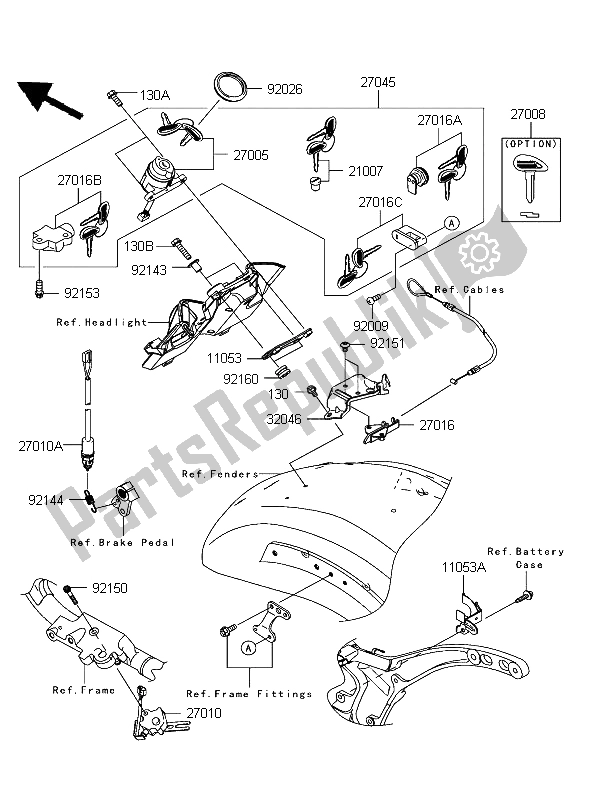 All parts for the Ignition Switch of the Kawasaki VN 2000 2004