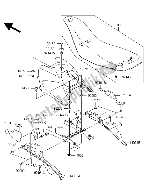 Tutte le parti per il Posto A Sedere del Kawasaki KFX 700 KSV 700A6F 2006