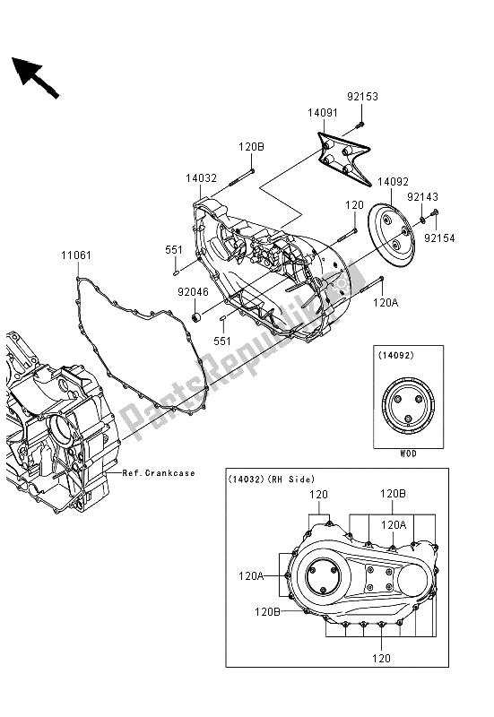 Toutes les pièces pour le Capot (s) Moteur Droit du Kawasaki VN 1700 Voyager Custom ABS 2013