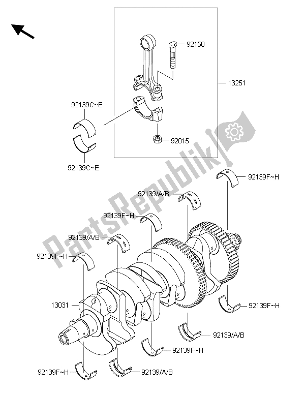 All parts for the Crankshaft of the Kawasaki Z 1000 ABS 2015