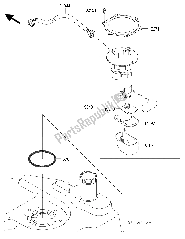 All parts for the Fuel Pump of the Kawasaki Brute Force 750 4X4I EPS HFF 2015