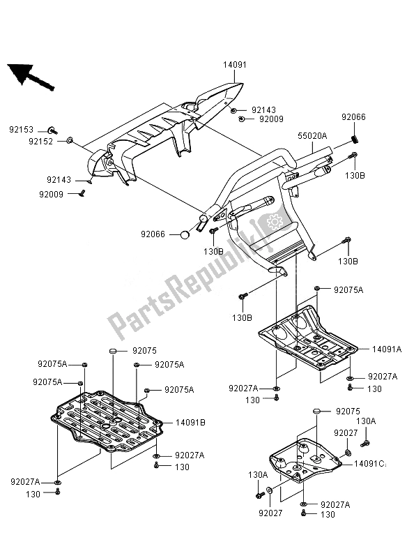 Toutes les pièces pour le Garde du Kawasaki KVF 650 4X4 2010