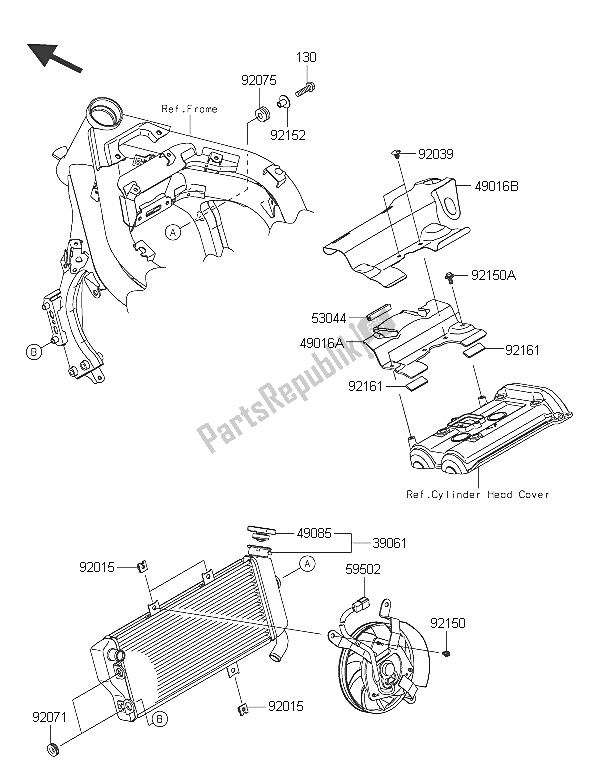 Tutte le parti per il Termosifone del Kawasaki ER 6N 650 2016