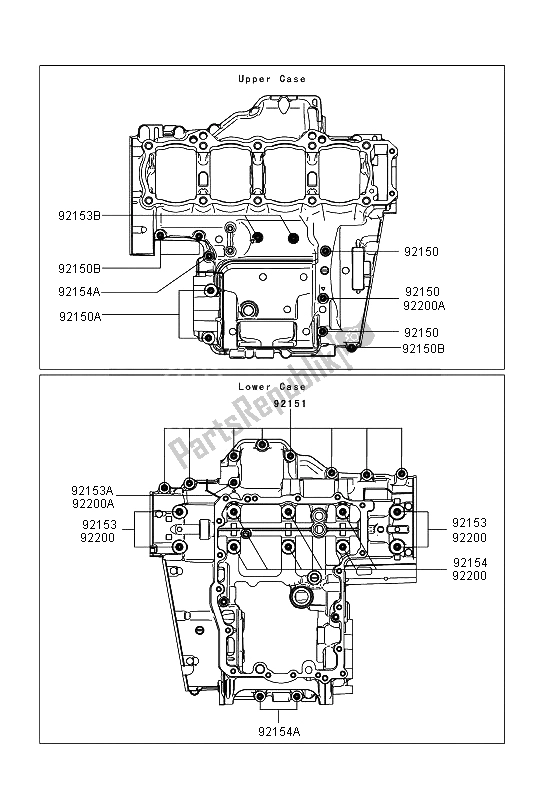 Tutte le parti per il Modello Del Bullone Del Basamento del Kawasaki Z 1000 SX 2013